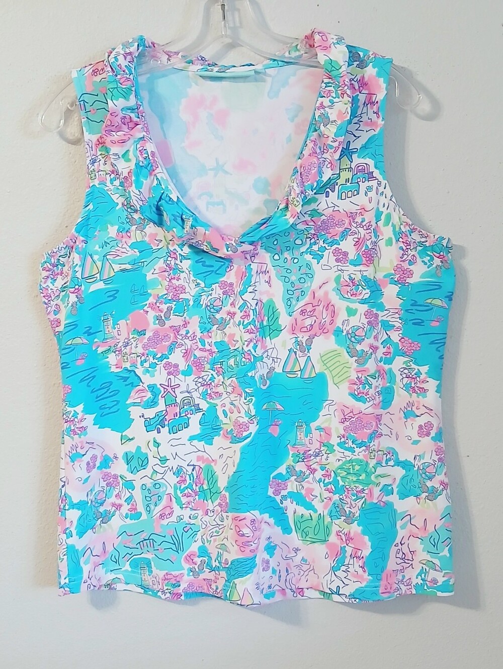 Anthonys Resort Wear Palm Beach Spash Sleeveless Pullover Top Size Medium UPF50